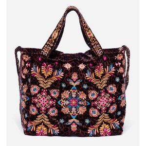 Johnny Was Velvet Tote Bag, NEW, Misty Leopard